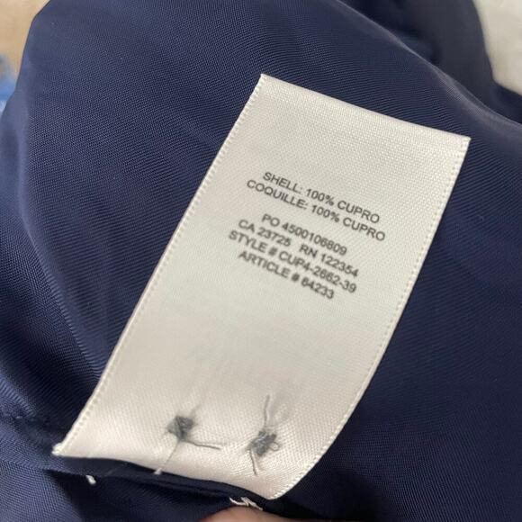 Aritzia Wilfred Satin Cropped Blouse Tie Front in Navy Blue Size Small - Picture 8 of 8